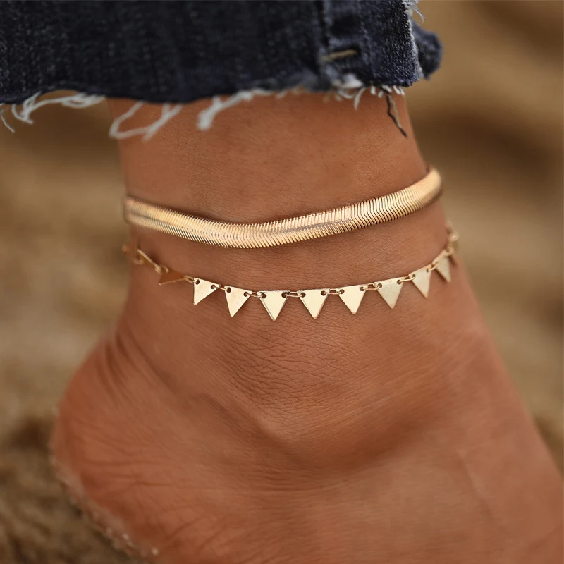 Title 1, Bracelet de cheville chaîne double couche Fashi...