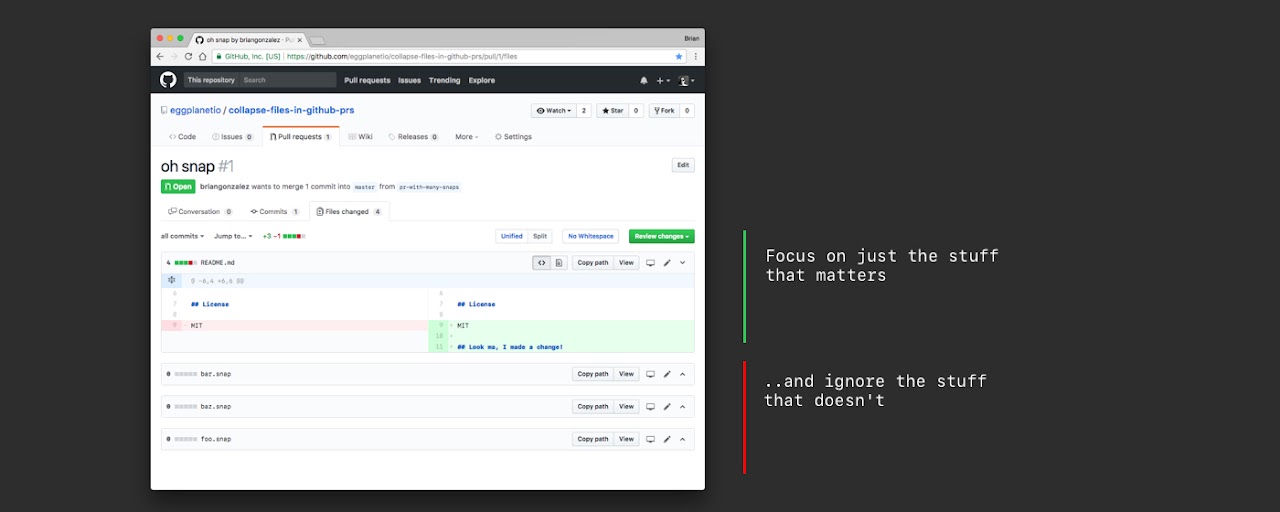 Collapse Files in Github PRs Preview image 0