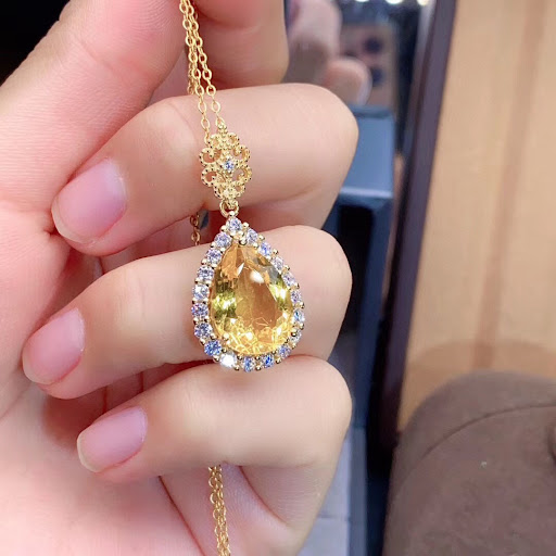 Title 5, Citrine Pendant Necklace for Women, Genuine Cry...
