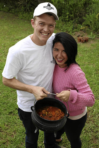 Chanel Marais and Nick Perfect with their Sweet curried vegetable potjie.