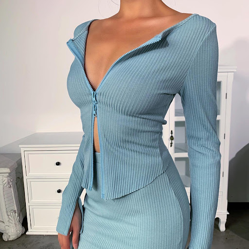 Title 5, Damen Sexy Long Sleeve Reißverschluss Cardigan