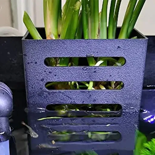 Pet Fish Tank Decorations Aquarium Plant Stand Adsorbable Hydroponic Plant Storage Plastic Aquarium Square Hollow Storag