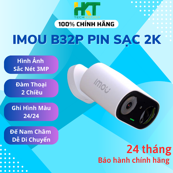 Camera Imou Cell Go B32P 3M 2K Pin Sạc, Đàm Thoại 2 Chiều - Hàng Chính Hãng