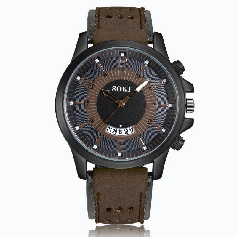 Title 9, Herenhorloge met grote wijzerplaat en frosted b...