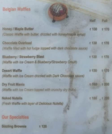 The Burger & Mastani House menu 
