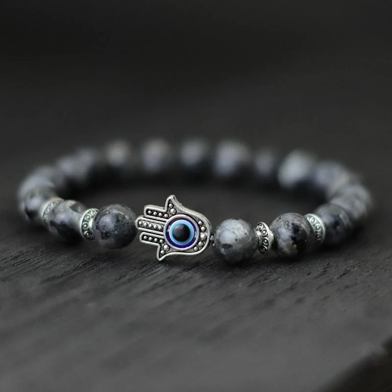 Bracelet de Yoga 8mm Pierre Volcanique Œil de Palmier Ligne Élastique Réduit le Stress Équilibre Énergie Cadeau Parfait Relaxation