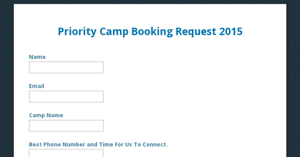 Priority Camp Booking Request 2015