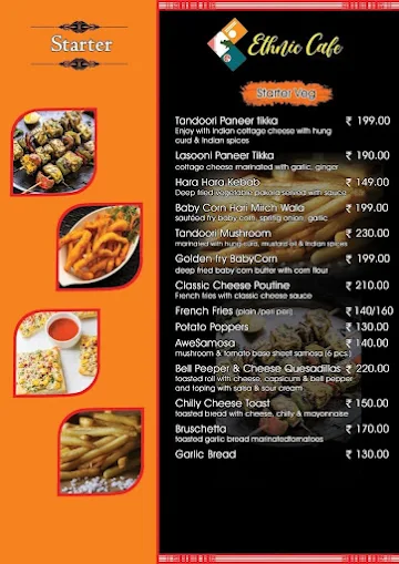 Ethnic Cafe menu 