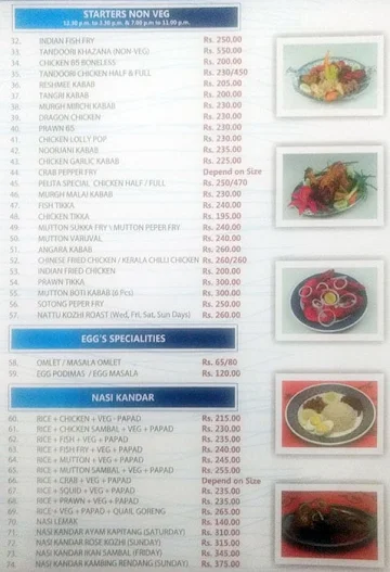 Nasi Kandar Pelita menu 