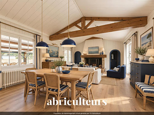 Luxury house for sale in L'Epine (85740) - Dining and living room with exposed beams