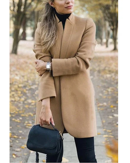 Coat Solid Color Long Sleeve Fashion Temperament Autumn A... - 3