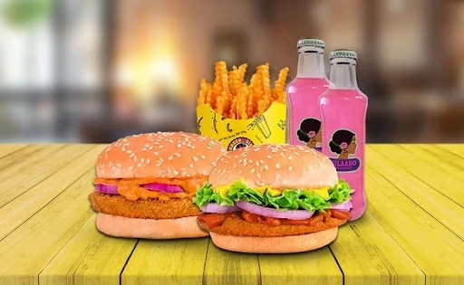 Chicken Snacker + Junior Fried Chicken + Dilli 6 Fries Large + 2 Gulabo (Pink Lemonade)