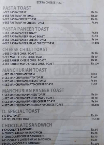 D' Sandwicha & Snacks Corner menu 