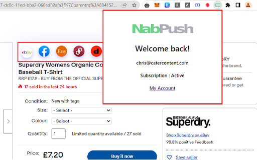 NabPush: One Click Product Lister