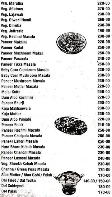 Hotel Mauli Krupa menu 