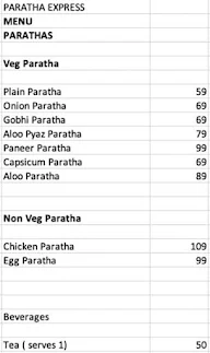 Paratha Express menu 1