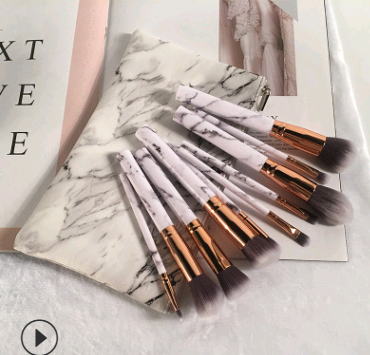 10 Ensembles de pinceaux de maquillage en marbre, outils de beauté pour blush, fard à paupières et modification du visage. 5 grands et 5 petits.