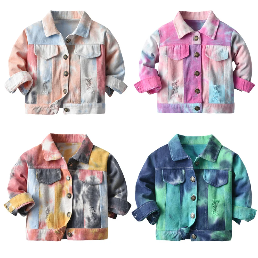 Title 15, Kinder Multicolor Tie-Dye Jeansjacke mit Revers...