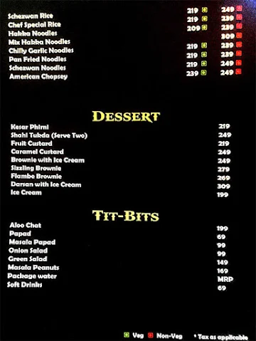 The Socialite menu 