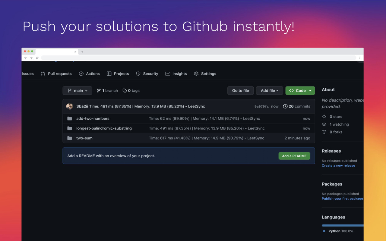 LeetSync - Leetcode to Github Synchronizer Chrome Extension Image 3