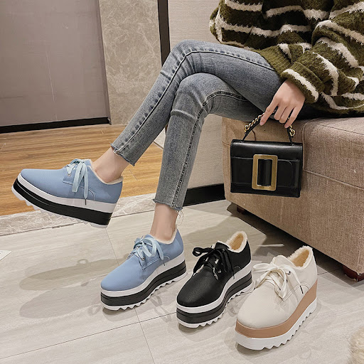 Title 6, Womens Small Square Toe Sponge Cake Cotton Shoes