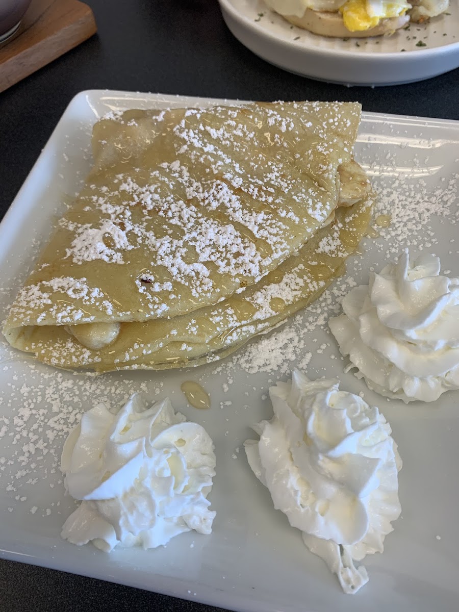 Gluten free banana and peanut butter crepe