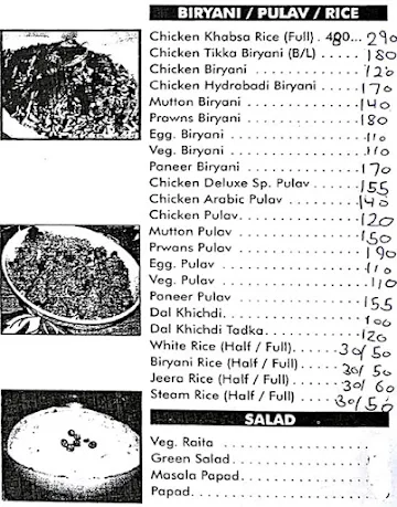 Deluxe Restaurant menu 