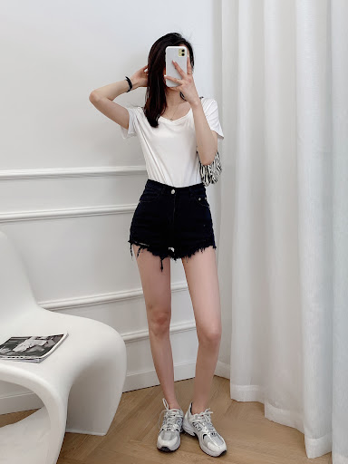 Title 3, Fashion High Waist Ragged Denim Shorts for Wome...