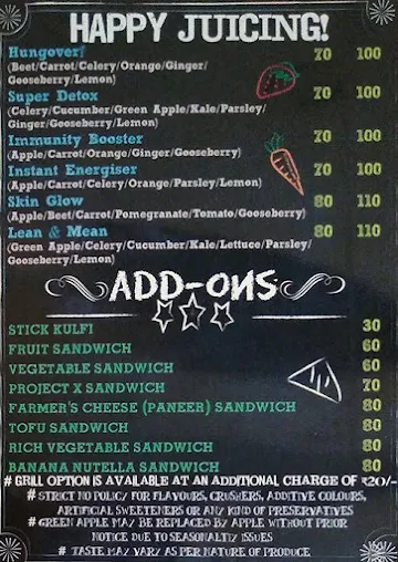 Fruit Crux menu 