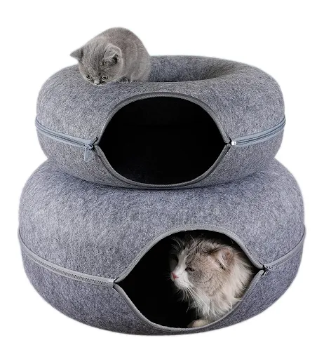 Donut Pet Cat Tunnel Interactive Play Toy Cat bed Dual Use Ferrets Rabbit Bed Tunnels Indoor Toys Cats House Kitten Trai