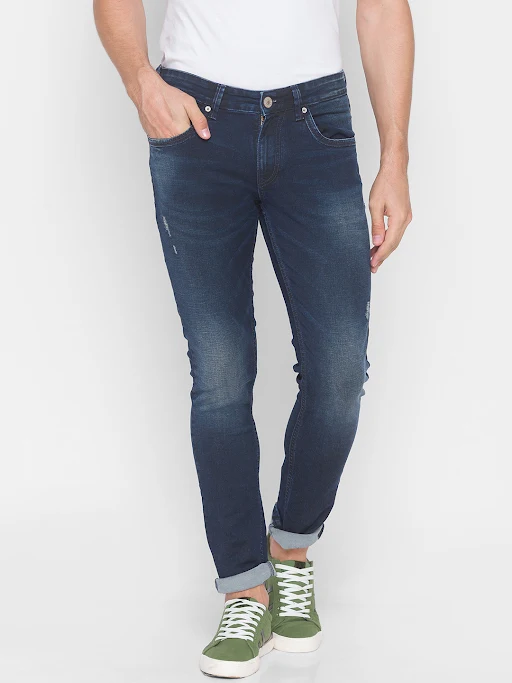 Spykar Blue Raw Solid Slim Mid-Rise Jeans (Kano) in Inorbit Mall ...