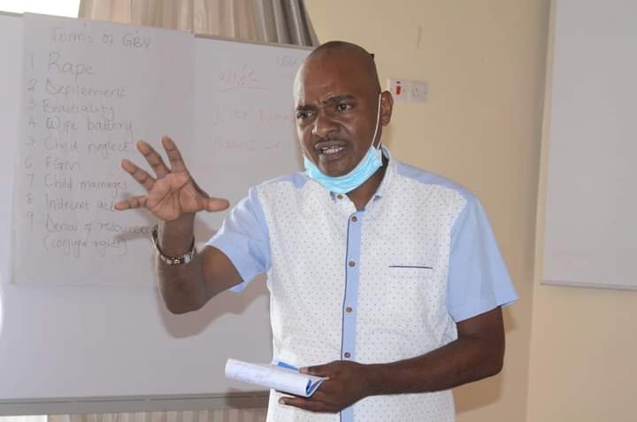 Wallace Mwaluma during a consultative meeting in Voi