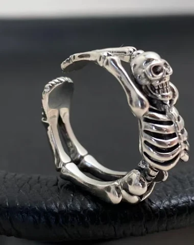 Skull Open Ring Punk Goth Zilver vo - 3
