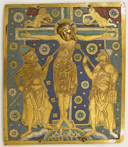 Plaque with the Crucifixion between Longinus and Stephaton and Personifications of the Sun and Moon