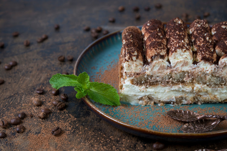 Traditional Italian tiramisu cake.