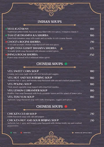 The Rajputana menu 