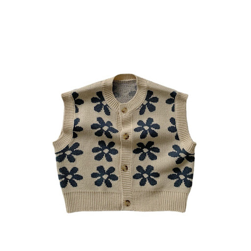 Title 6, Childrens Vest Retro Flower Knitted Jacket Kor...