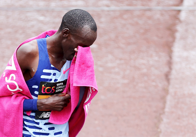 Kelvin Kiptum after winning London Marathon