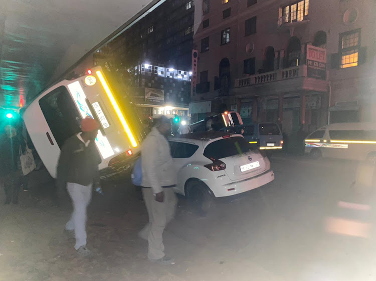 The blast in Lilian Ngoyi (Bree) Street in the Johannesburg CBD was so strong that vehicles overturned and the road was ripped open.