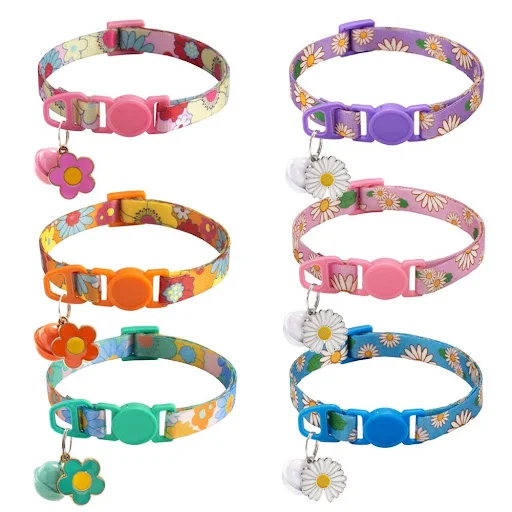 Cute Quick Release Cat Collar With Bell Safety Anti suffocation Puppy Kitten Collars printing Necklace Adjustable 19-32c