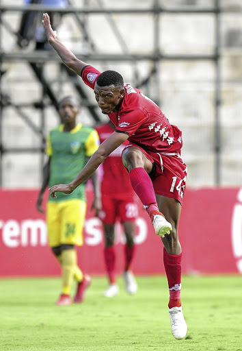 Mothobi Mvala focuses on the ball during a fixture against Free State Stars at Makhulong Stadium. The central midfielder has shut all the doors to offers from big clubs.