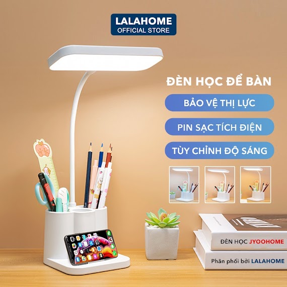 Đèn Học Chống Cận Cảm Ứng 3 Chế Độ Ánh Sáng Có Pin Tích Điện Đèn Bàn Led Tích Điện Đa Năng Hỗ Trợ Đọc Sách, Làm Việc