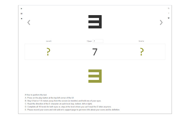 Vision Test chrome extension