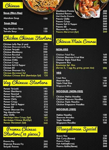 Bambaiya Kitchen menu 