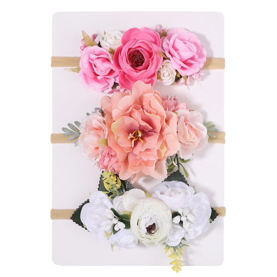 Serre-tête nylon fin pour filles, orné de fleurs, accessoire cheveux doux et léger, idéal pour coiffures élégantes