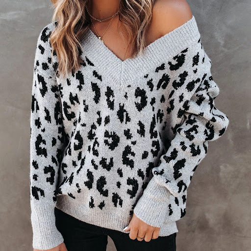 Title 2, New Loose Casual V-neck Strapless Leopard Print...