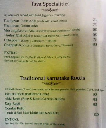 Annapoorani - Truly South Indian menu 