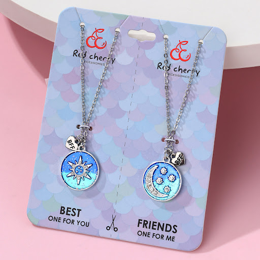 Title 7, Couple Necklace Sun Moon XINGX Alloy Dripping O...