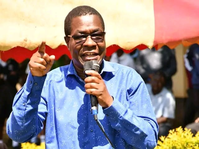 National Assembly Minority Leader and Ugunja Member of Parliament Opiyo Wandayi speak during a bursary distribution event at St Paul's Sigomre Secondary School on January 8, 2024.