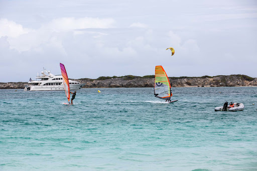 orient-bay-sailbording.jpg - Colorful sailboards in Orient Bay on the French (northeast) side of St. Maarten.